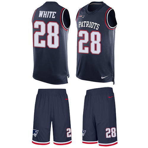 Nike Patriots #28 James White Navy Blue Team Color Men's Stitched NFL Limited Tank Top Suit Jersey - Click Image to Close